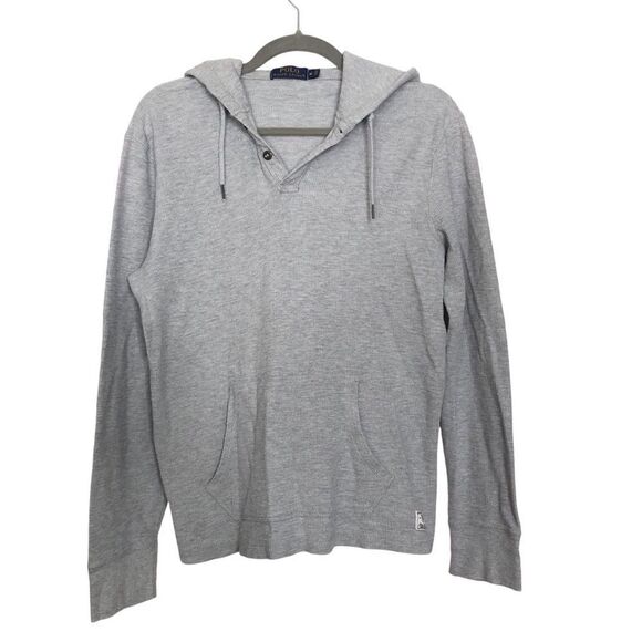 Polo Ralph Lauren Other - Polo Ralph Lauren Men’s Waffle Henley Hoodie Light Grey Size Medium